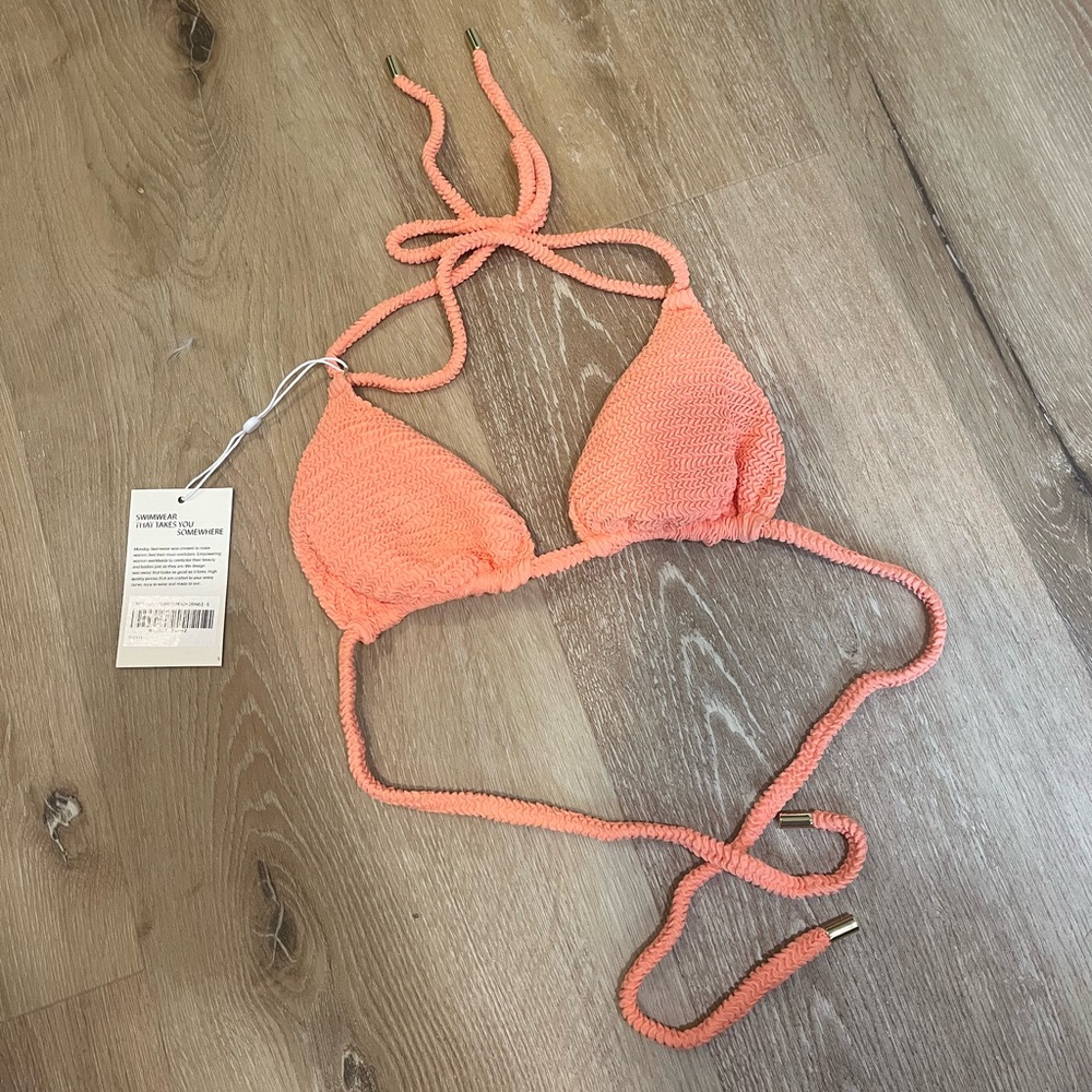 Monday Swimwear Top in peach crinkle